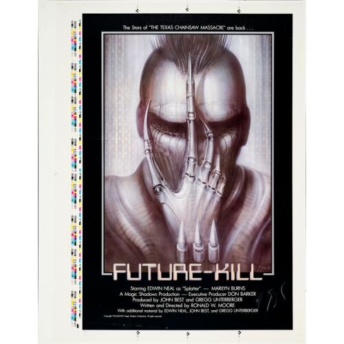 613. Limited Edition Artist Poster of a Printer's Proof (35" x 46") Signed by H.R. Giger; From The Collection of Actor Edwin Neal; Artist's Proof, Edition #1/35; Very Fine Rolled ### FUTURE-KILL (1985)