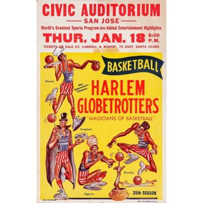 672. Window Card (14" x 22"); Fine- ### HARLEM GLOBETROTTERS "MAGICIANS OF BASKETBALL" (1959)