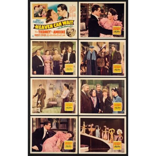 674. Lobby Card Set (8) With Paper Sleeve (11" x 14"); Very Fine+ ### HEAVEN CAN WAIT (1943)