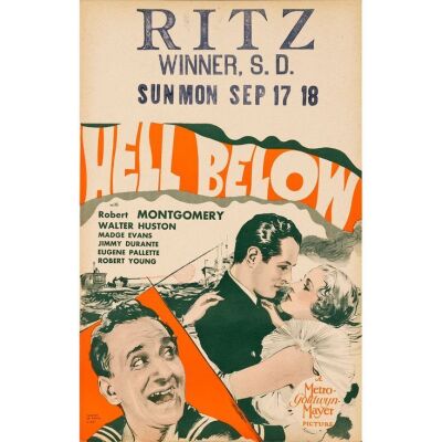 675. Full-Bleed Window Card (14" x 22"); Very Fine+ ### HELL BELOW (1933)