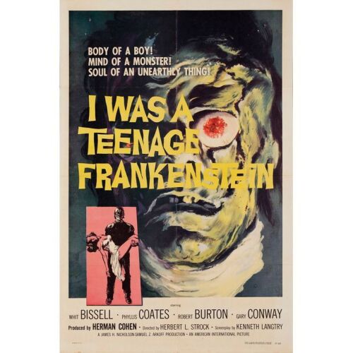 693. One Sheet (27" x 41"); Very Fine- ### I WAS A TEENAGE FRANKENSTEIN (1957)