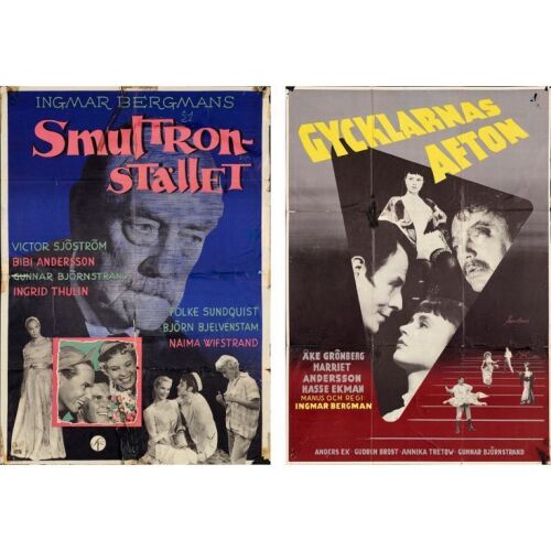 710. Swedish One Sheets (2) (28" x 39"); Country-of-Origin; Very Good Folded ### INGMAR BERGMAN SWEDISH POSTERS (1953, 1957)