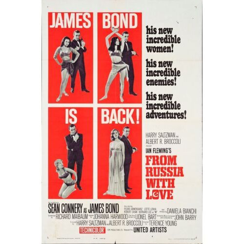 722. One Sheet (27" x 41"); Style B; Fine Folded ### JAMES BOND: FROM RUSSIA WITH LOVE (1963)