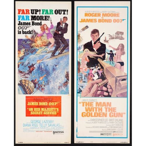753. Inserts (2) (14" x 36"); Fine+ on Foam Board ### ON HER MAJESTY'S SECRET SERVICE / THE MAN WITH THE GOLDEN GUN (1969, 1974)