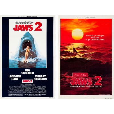 760. One Sheets (2) (27" x 41"); Regular and "Style B" Teaser; Very Fine Tri-Folded ### JAWS 2 (1978)