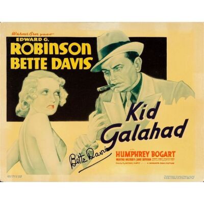 774. Title Lobby Card (11" x 14") Signed by Bette Davis (Beckett COA); Linen Finish; Very Fine- ### KID GALAHAD (1937)