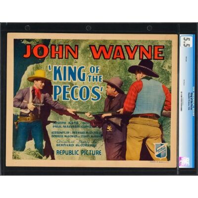 786. Title Lobby Card (11" x 14"); CGC-Graded 5.5; Fine- ### KING OF THE PECOS (1936)