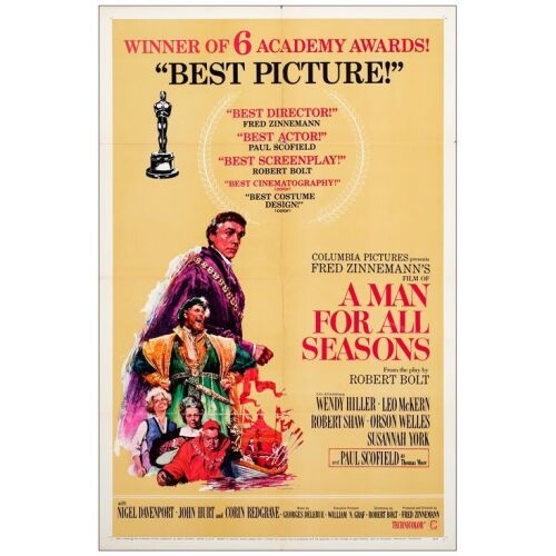 833. One Sheet (27" x 41"); Academy Awards Style; Very Fine- Folded ### A MAN FOR ALL SEASONS (1946)