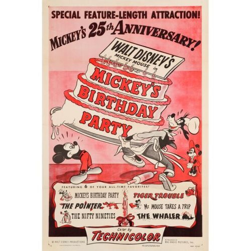 852. One Sheet (27" x 41"); R-1953; Very Fine on Linen ### MICKEY'S BIRTHDAY PARTY (R-1953)