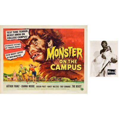 862. Half Sheet and German B&W Double-Weight Photograph (22" x 28", 9" x 12"); Very Fine- Folded ### MONSTER ON THE CAMPUS (1958)