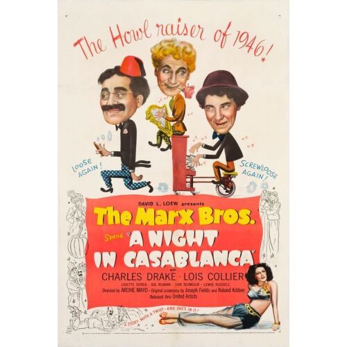 893. One Sheet (28" x 41"); Fine+ on Linen ### A NIGHT IN CASABLANCA (1946)