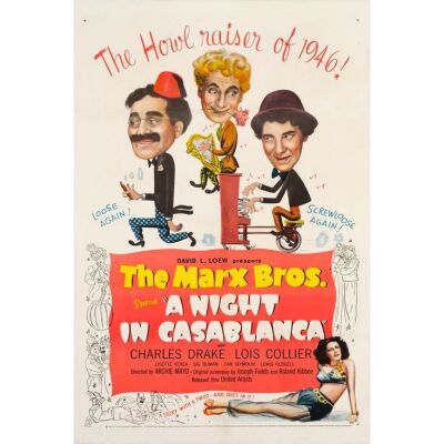 893. One Sheet (28" x 41"); Fine+ on Linen ### A NIGHT IN CASABLANCA (1946)