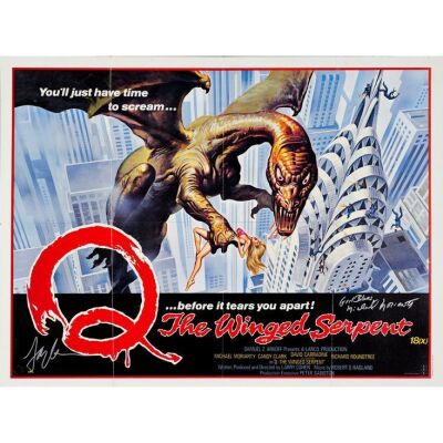963. British Quad + International One Sheet (40" x 30", 27" x 41") Signed by Larry Cohen and Michael Moriarty (JSA COA); Very Fine Folded ### Q: THE WINGED SERPENT (1982)
