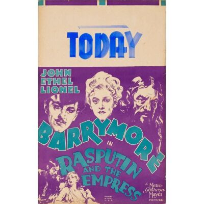969. Window Card (14" x 22"); Fine+ ### RASPUTIN AND THE EMPRESS (1932)