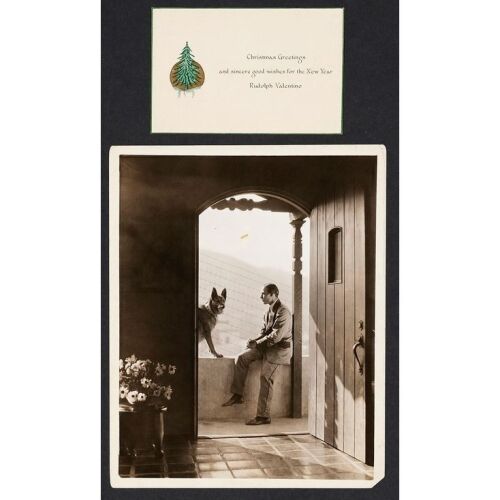 998. Cardstock Holiday Card and Vintage Original 8" x 10" Double-Weight B&W Photograph (6" x 4", 8" x 10"); From the Donna Hill Collection; Very Fine- ### RUDOLPH VALENTINO (c.1920s)