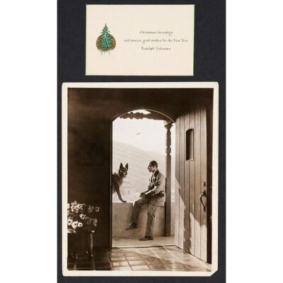 998. Cardstock Holiday Card and Vintage Original 8" x 10" Double-Weight B&W Photograph (6" x 4", 8" x 10"); From the Donna Hill Collection; Very Fine- ### RUDOLPH VALENTINO (c.1920s)