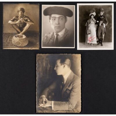 1001. Vintage Original Single-Weight Glossy, Double-Weight Matte and Double-Weight Matte Oversized Photographs(4) (10" x 13", 8" x 10", 7" x 9") Signed by Gloria Swanson (1) (Beckett COA); From the Do ### RUDOLPH VALENTINO PHOTOGRAPHS (c.1922)