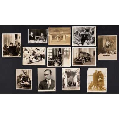 1002. Vintage Original Single-Weight and Double-Weight Glossy and Matte Photographs and Snapshots (66) (4" x 6", 7" x 9", 8" x 10", 8", Plus Odd Sizes); From the Donna Hill Collection; Fine+ ### RUDOLPH VALENTINO PHOTOGRAPHS (Various Years)
