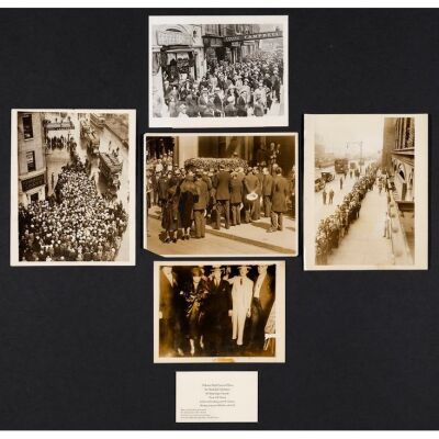 1004. Funeral Mass Admission Card and Vintage Original Single-Weight Glossy Photographs (5) (6" x 4", 8" x 10"); From the Donna Hill Collection; Fine+ ### RUDOLPH VALENTINO'S NEW YORK FUNERAL (1926)