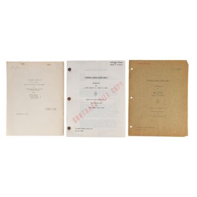 1030. Contract File Script, Trailer Dialogue Continuity Script (8.5" x 11"); Written by Scott Darling, Edward T. Lowe and Edmund L. Hartmann; Fine+ ### SHERLOCK HOLMES AND THE SECRET WEAPON (1942)