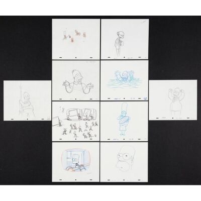 1038. Animation Drawing Original Art (10) (13" x 11"); Very Fine- ### THE SIMPSONS (Various Years)