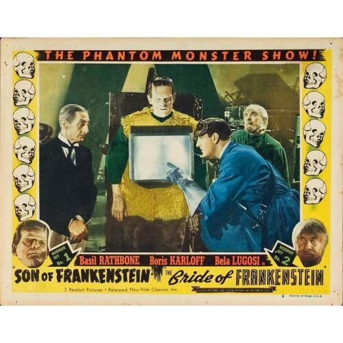1050. Lobby Card (11" x 14"); Lobby Card #6; Very Good- ### SON OF FRANKENSTEIN / BRIDE OF FRANKENSTEIN (R-1952)