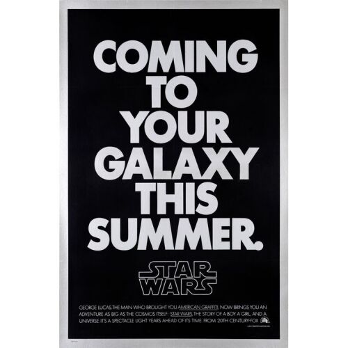 1073. One Sheet (27" x 41"); 2nd Advance, Non-Mylar Style; Very Fine on Linen ### STAR WARS: A NEW HOPE (1977)