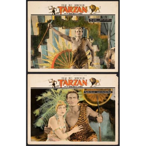 1130. Lobby Cards (2) (11" x 14"); From the Bradleigh Vinson Collection; Fine+ ### TARZAN AND THE GOLDEN LION (1927)