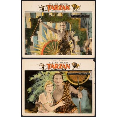 1130. Lobby Cards (2) (11" x 14"); From the Bradleigh Vinson Collection; Fine+ ### TARZAN AND THE GOLDEN LION (1927)