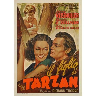 1137. First Post-War Release Italian Fogli (28" x 40"); From the Bradleigh Vinson Collection; Fine- on Linen ### TARZAN FINDS A SON! (1945)