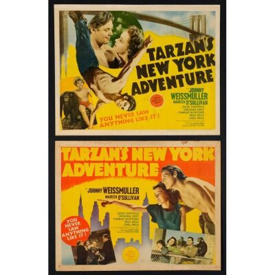 1153. Half Sheets (2) (22" x 28"); From the Bradleigh Vinson Collection; Fine- ### TARZAN'S NEW YORK ADVENTURE (1942)