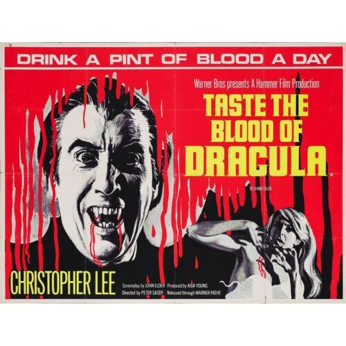 1157. British Quad (40" x 30"); Country-of-Origin; Very Fine- Folded ### TASTE THE BLOOD OF DRACULA (1970)