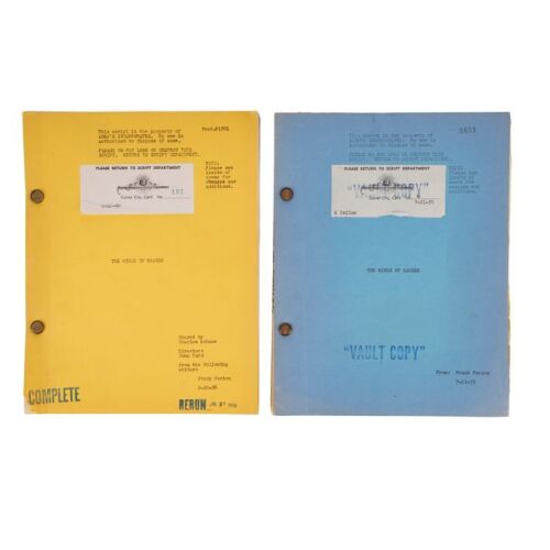 1245. Variant Film Scripts (2) (8.5" x 11"); Written by Frank Fenton; Fine+ ### THE WINGS OF EAGLES (1957)
