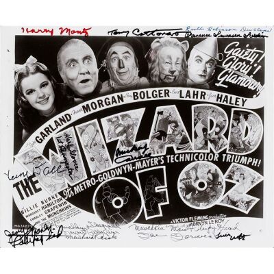 1249. B&W Single-Weight Glossy Copy Photograph (8" x 10") Signed by Jerry Maren, Tiny Doll, Harry Monty, Tommy Cottonaro, August Clarence Swenson, Karl Slover, Mickey Carroll, Fern Formica, Lewis Crof ### THE WIZARD OF OZ (c.1980s)