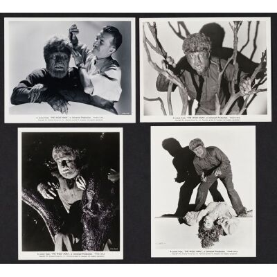 1250. Vintage Original B&W Silver Gelatin Single-Weight Glossy Photographs (4) (8" x 10"); Very Fine+ ### THE WOLF MAN (1941)