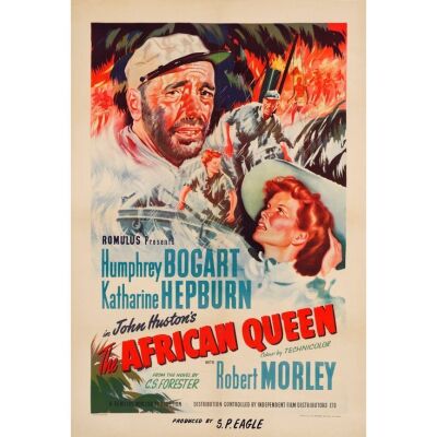 6. THE AFRICAN QUEEN (1951): British One Sheet (27" x 39"); Country-of-Origin; Very Fine+ on Linen