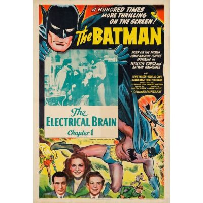 26. BATMAN (1943): One Sheet (28" x 41"); Chapter 1: "The Electrical Brain"; Very Fine- on Linen