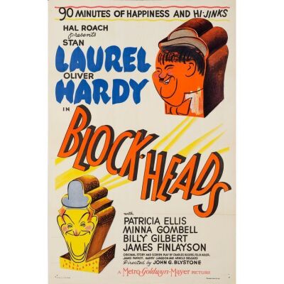 43. BLOCK-HEADS (1938): One Sheet (27" x 41"); Style C; Very Fine+ Folded