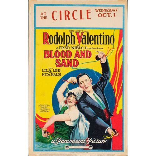 44. BLOOD AND SAND (1922): Window Card (14" x 22"); From the Donna Hill Collection; Style A, Stone Lithograph; Fine+