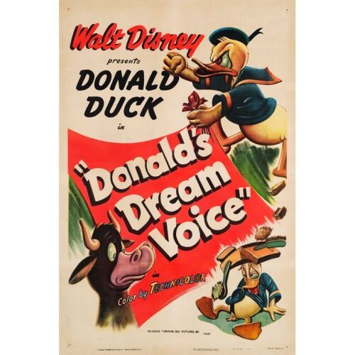 87. DONALD'S DREAM VOICE (1948): One Sheet (27" x 41"); Style A; Fine+ on Linen