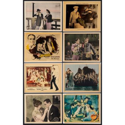 91. DOUGLAS FAIRBANKS LOBBY CARDS (1920 - 1934): Lobby Cards (8) (11" x 14"); Fine+ on Cardstock
