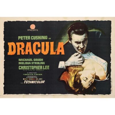 135. HORROR OF DRACULA (1959): Horizontal Spanish One Sheet (39" x 28"); Very Fine- on Linen