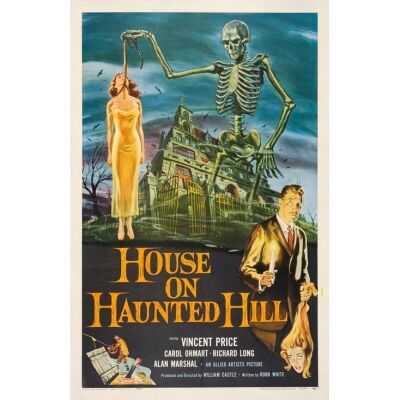 138. HOUSE ON HAUNTED HILL (1959): One Sheet (27" x 41"); Very Fine on Linen