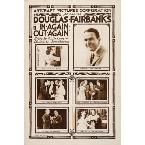 143. IN AGAIN - OUT AGAIN (1917): One Sheet (28" x 42.5"); Rotogravure Style; Fine+ on Foam Board