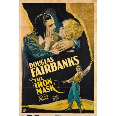 148. THE IRON MASK (1929): One Sheet (27" x 40"); Stone Lithograph; Very Good on Board