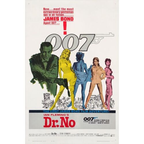155. JAMES BOND: DR. NO (1962): One Sheet (27" x 41"); "Yellow Smoke "Style; Very Fine- on Linen