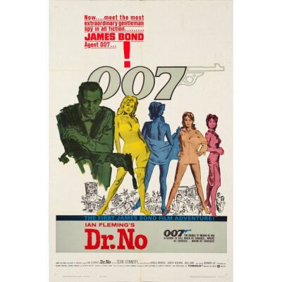 156. JAMES BOND: DR. NO (1962): One Sheet (27" x 41"); Yellow Smoke Style; Very Fine+ Folded