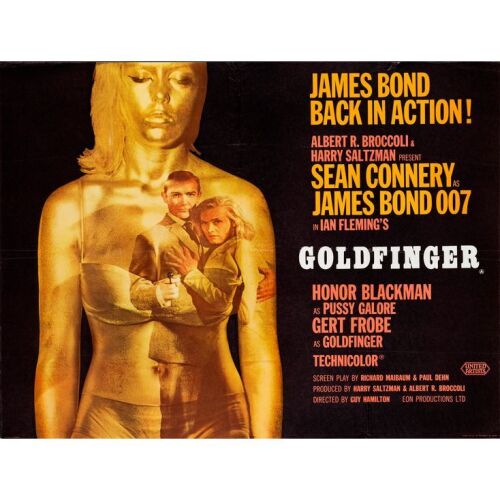 163. JAMES BOND: GOLDFINGER (1964): Full-Bleed British Quad (40" x 30"); Country-of-Origin, Style A; Very Fine Folded