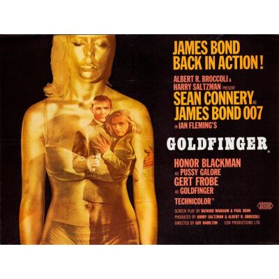 163. JAMES BOND: GOLDFINGER (1964): Full-Bleed British Quad (40" x 30"); Country-of-Origin, Style A; Very Fine Folded