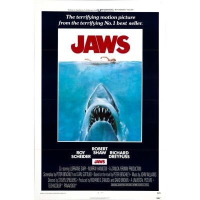 177. JAWS (1975): One Sheet (27" x 41"); Very Fine+ Tri-Folded